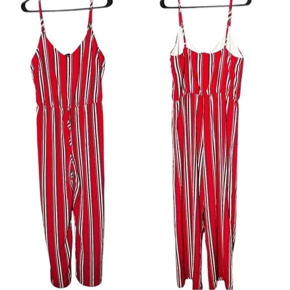 Ambiance Red Striped Women's Jumpsuit - Picture 3 of 6